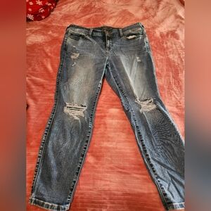 Torrid Blue Skinny Jeans with Distressed Details